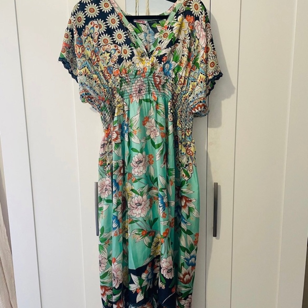 NWT Johnny Was Viridis silk dress and slip ! Size M